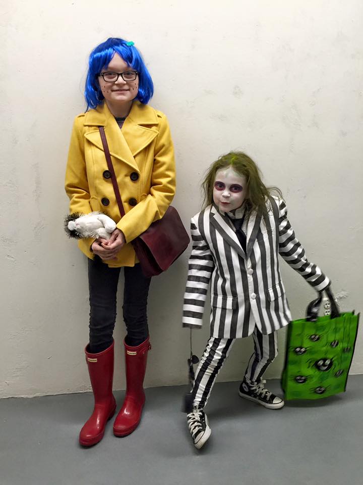 Kids Beetlejuice and Coraline Costume Halloween DIY