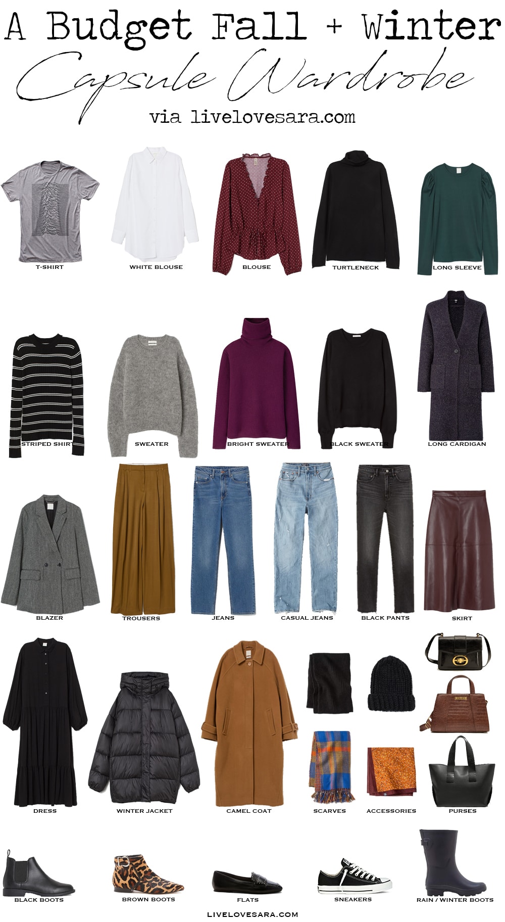 A budget Fall and winter Capsule Wardrobe | Fall Wardrobe | Fall Capsule Wardrobe | Winter Capsule wardrobe | Winter wardrobe | All Season Capsule Wardrobe | livelovesara