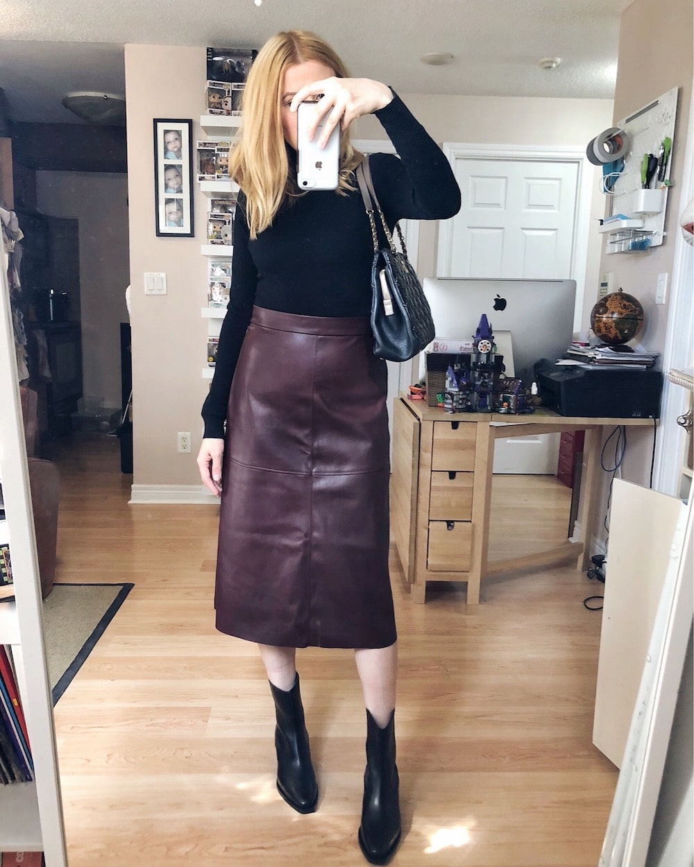 Black leather store skirt halloween costume