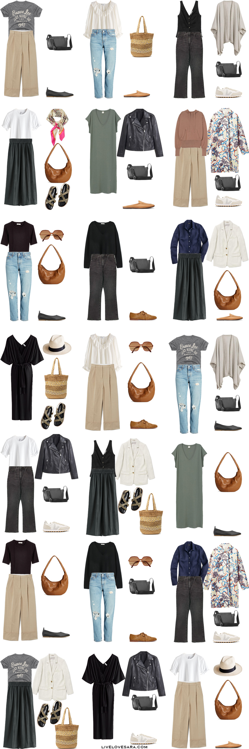 A spring and summer Capsule Wardrobe in Neutral Tones Outfit Options | spring Wardrobe | spring Capsule Wardrobe | Summer Capsule | Minimalist Capsule Wardrobe | Neutral Capsule wardrobe | All Season Capsule Wardrobe | Neutral Outfit Ideas | livelovesara