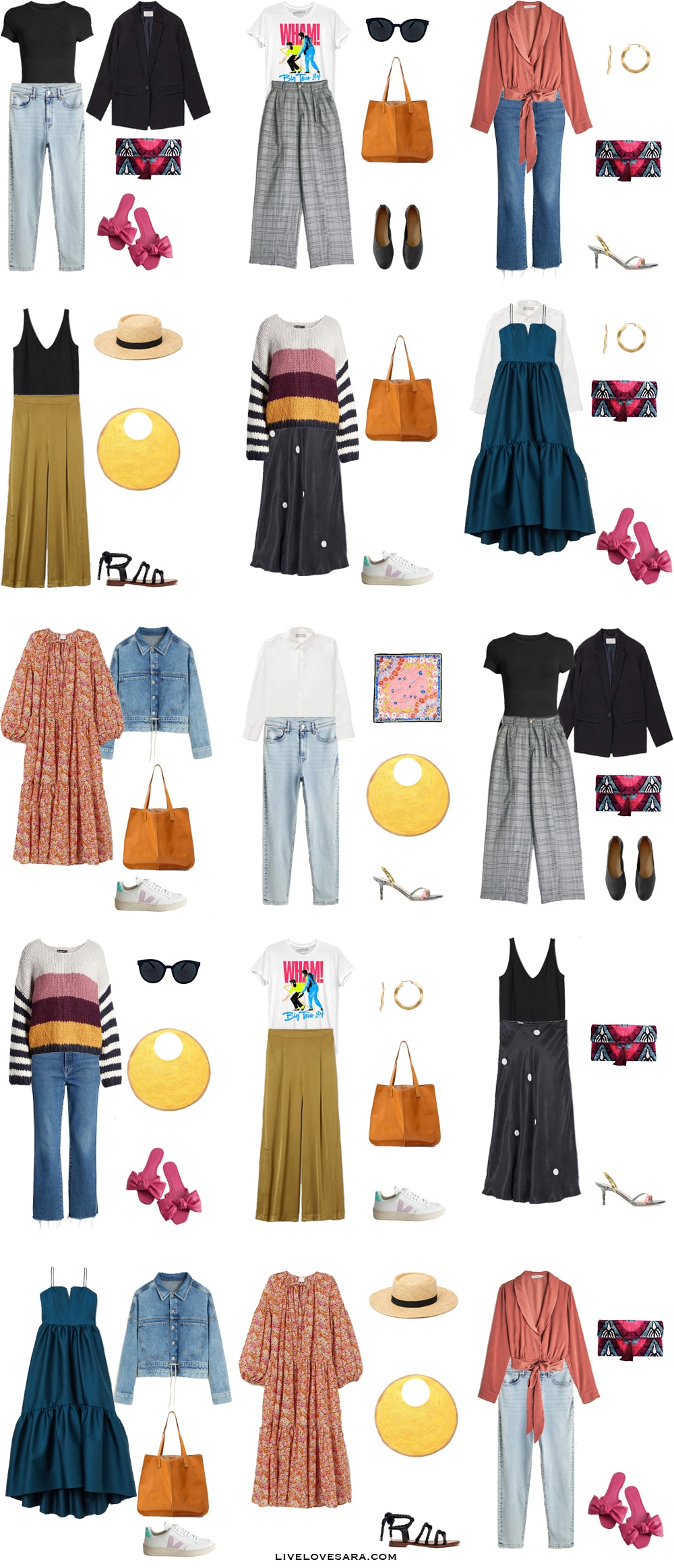 An Artsy Summer Capsule Wardrobe Outfits 1 to 15