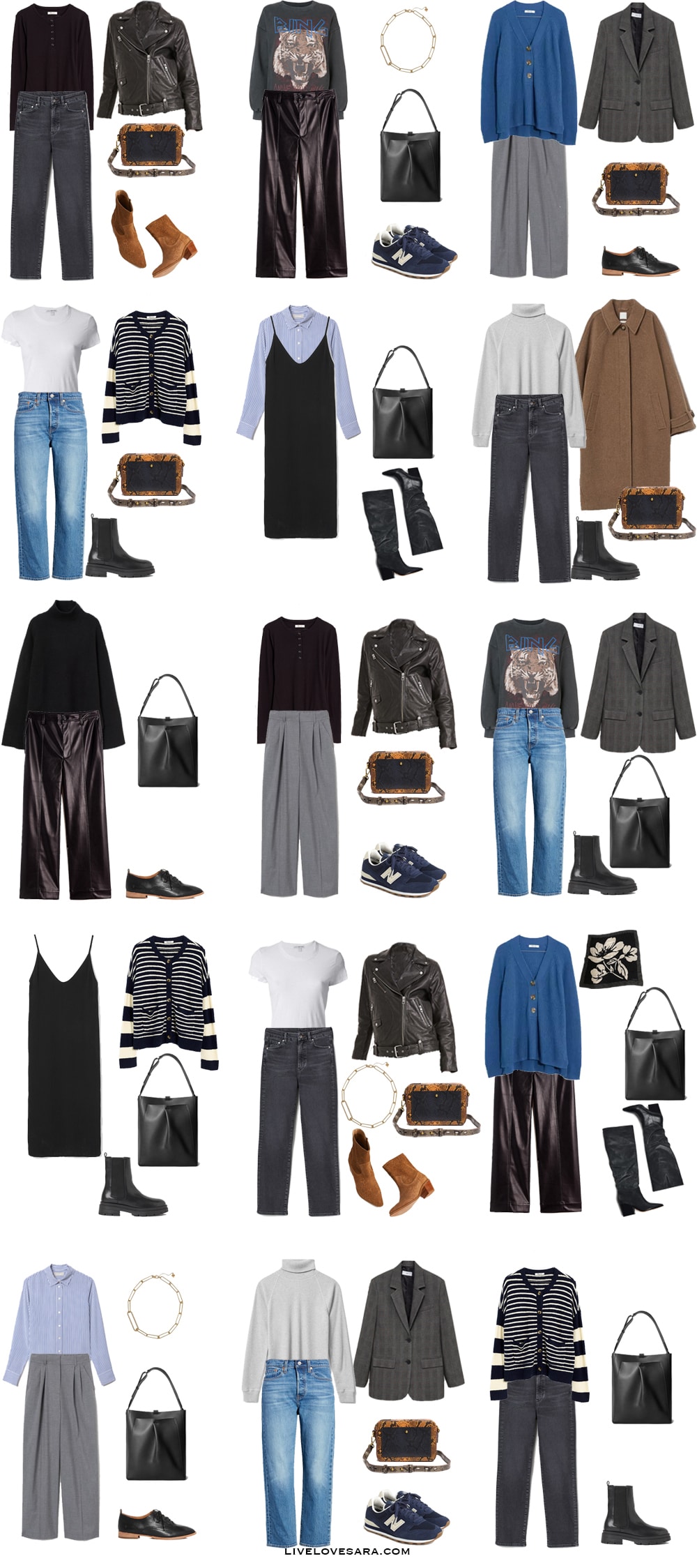 A Rock Chic Inspired Fall Capsule Wardrobe Outfits 1-15