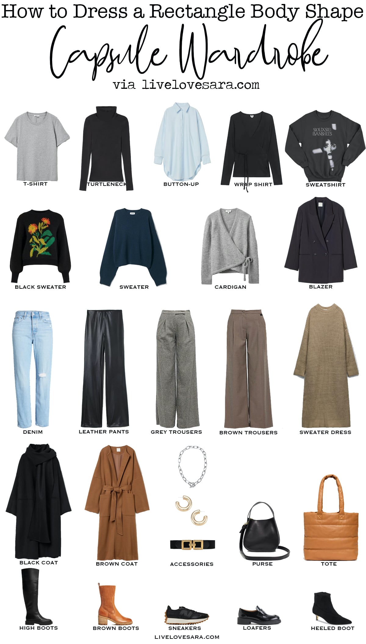 How to Dress a Rectangle Body Shape Capsule Wardrobe - livelovesara