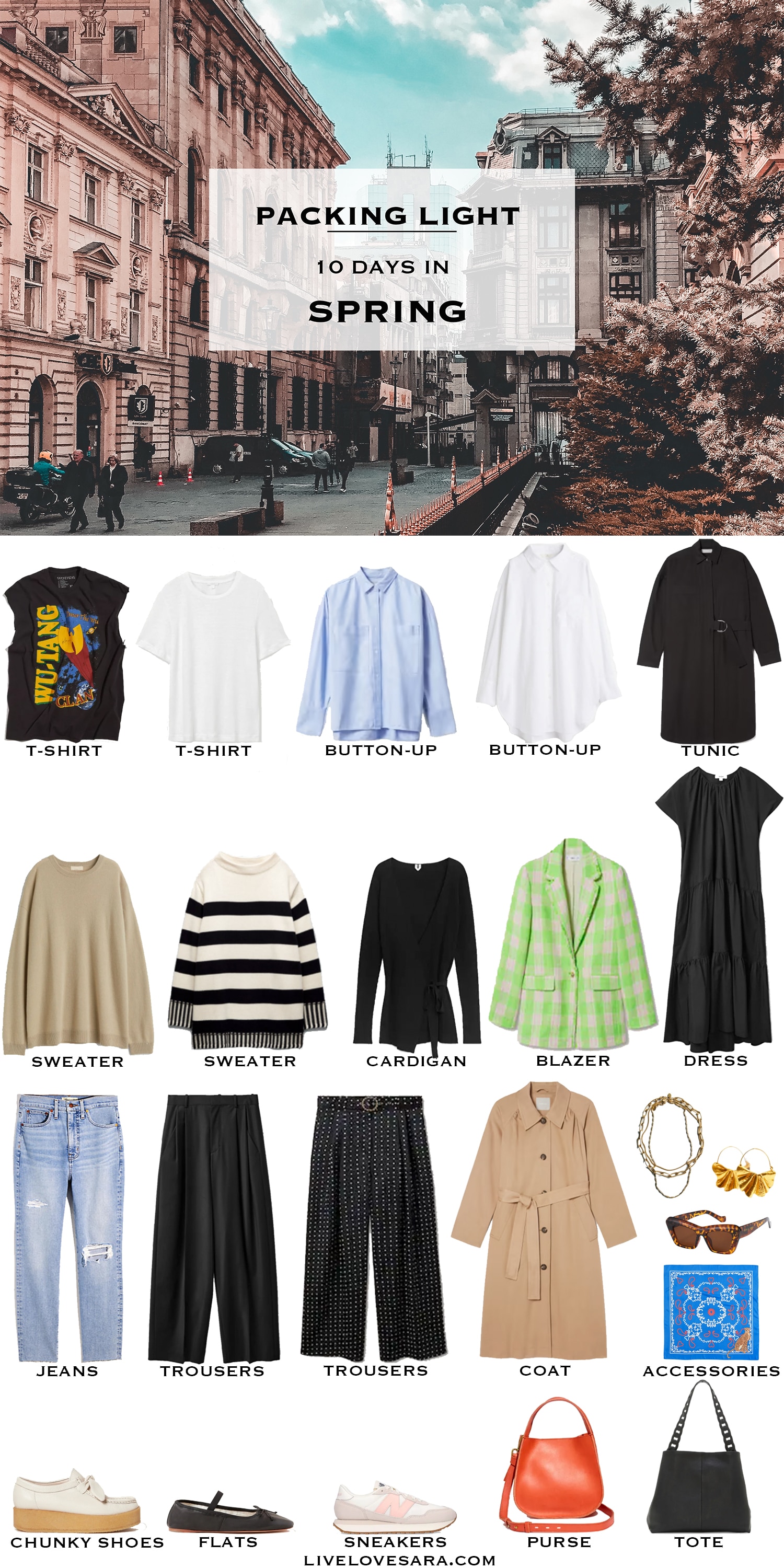 CASUAL SPRING TRAVEL 10x10 CAPSULE - 12 OUTFITS