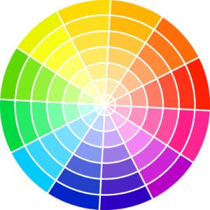 An image of a colour wheel on a white background