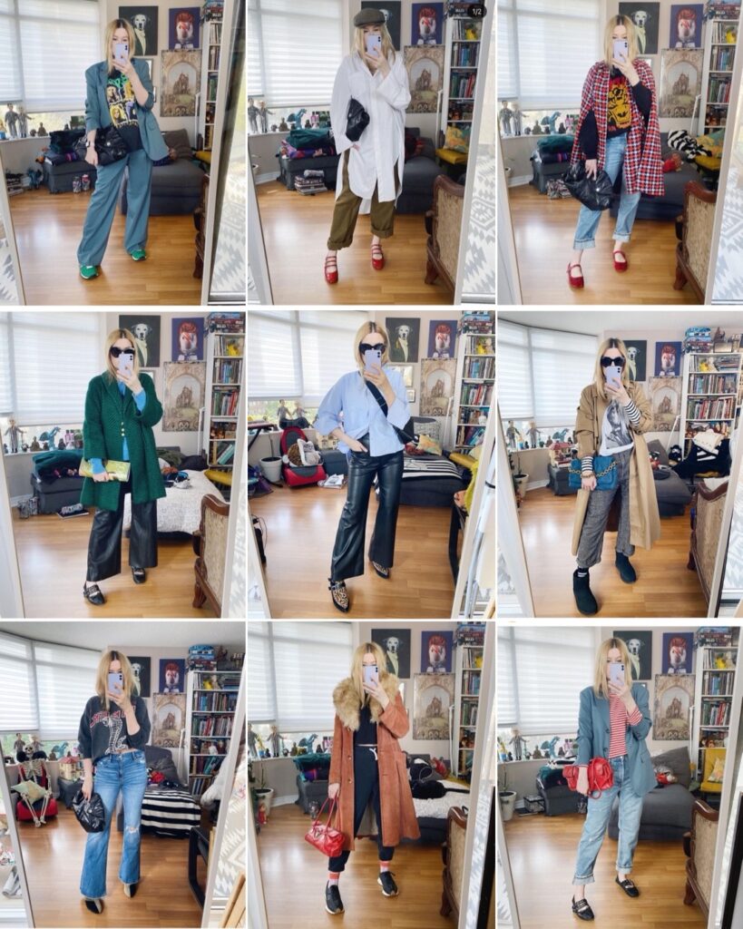 A grid with nine phtogrpahs of my outfits from the last year.