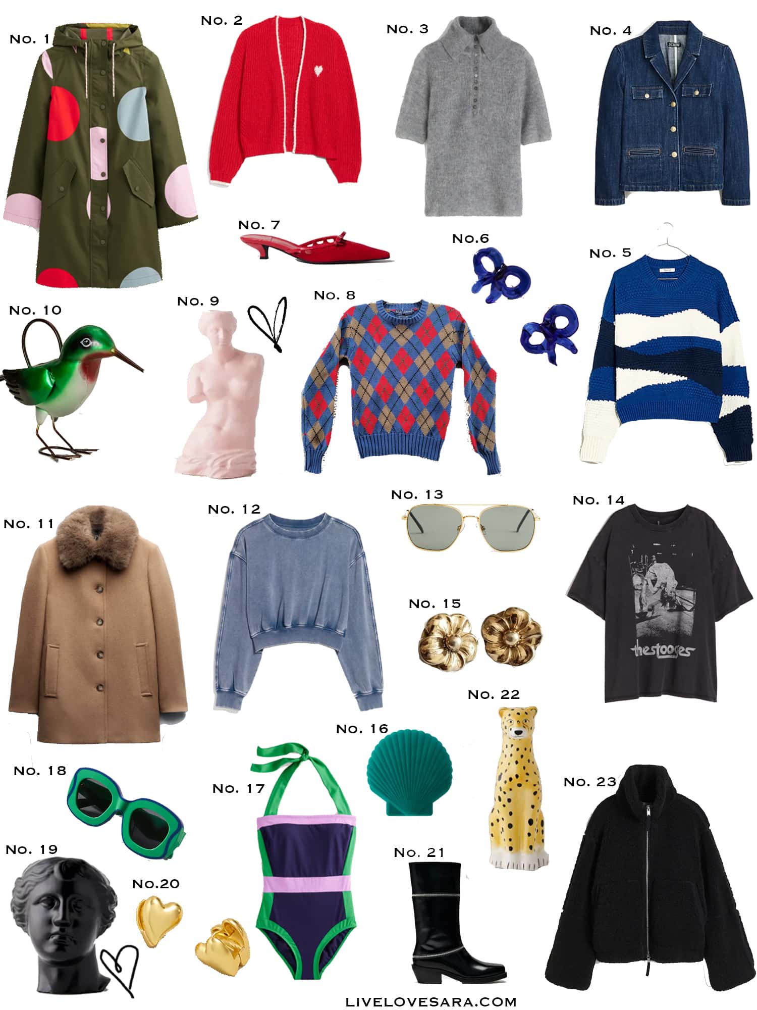 A white background with a collection of 23 finds from the past week.