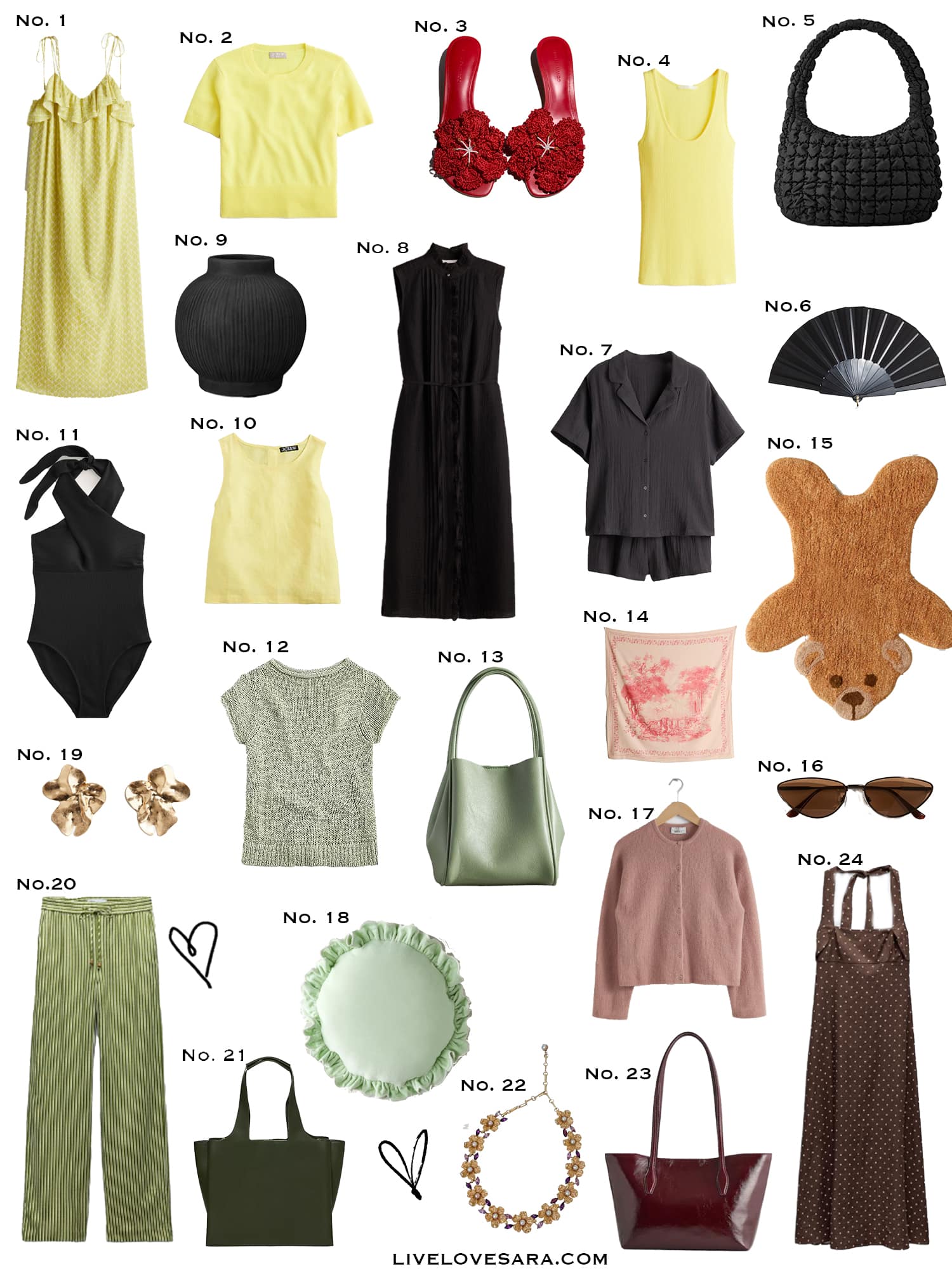 A white background with a collection of 24 finds from the past week.