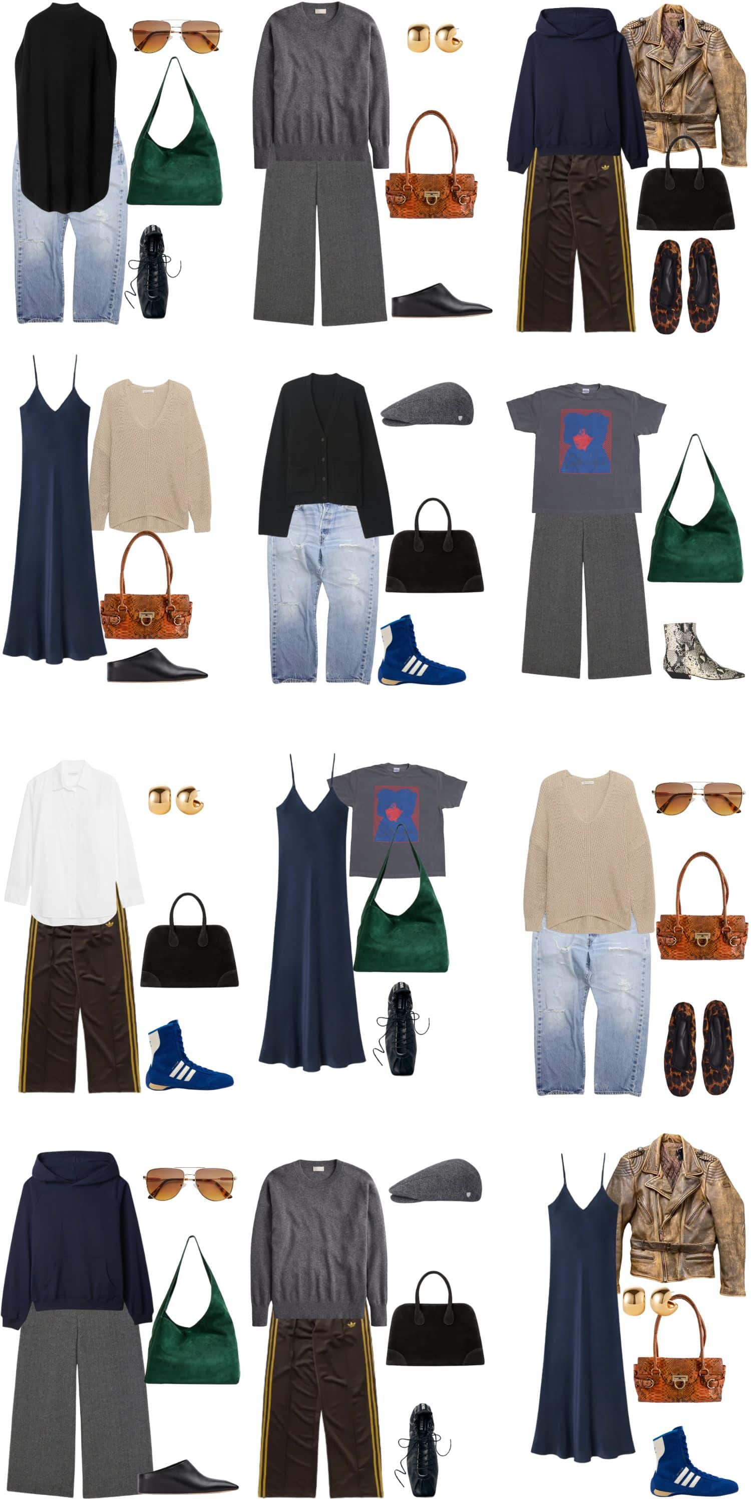 A white background with 12 outfits for my ultimate spring capsule wardrobe.