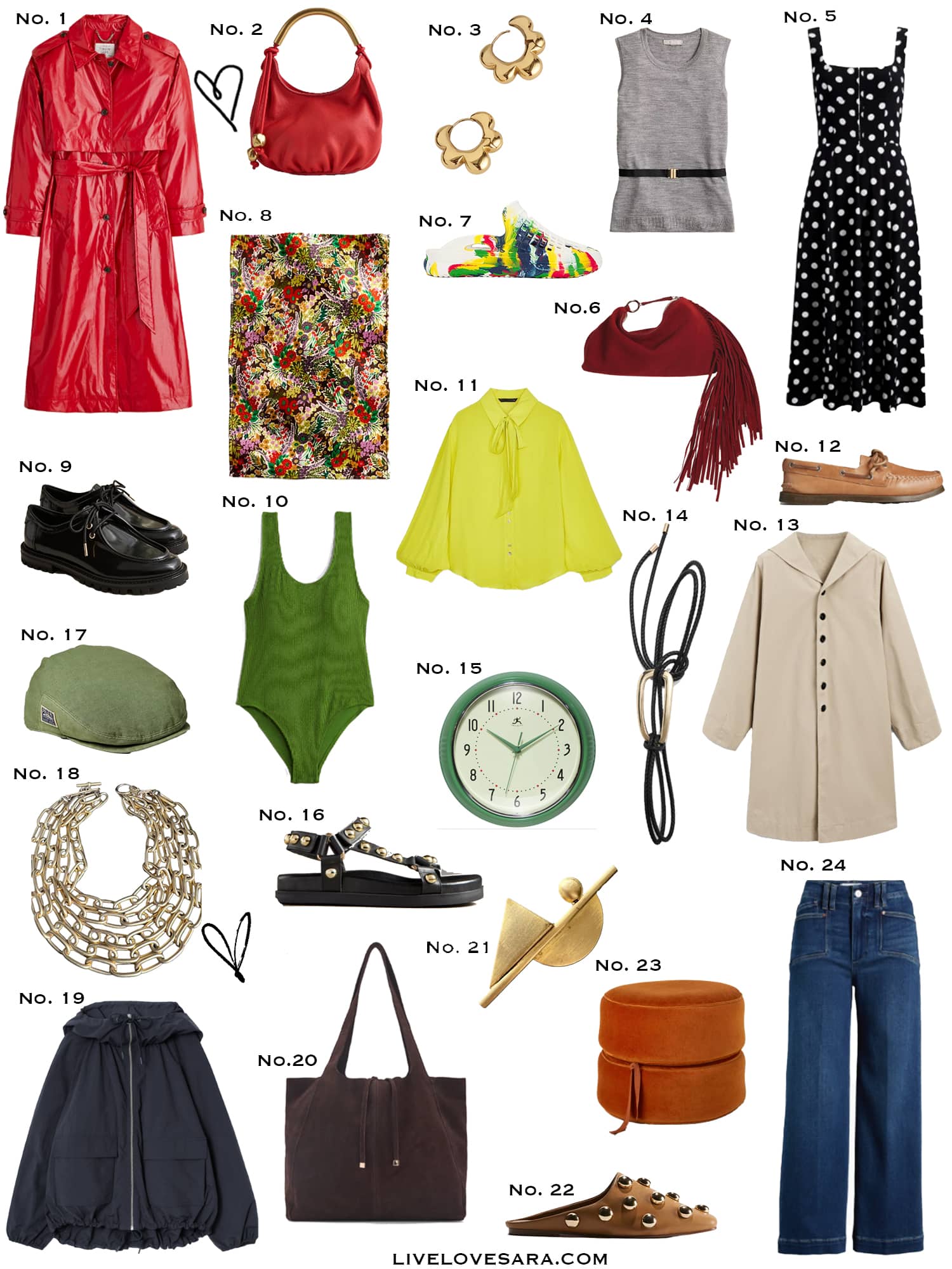 A white background with a collection of 24 finds from the past week.