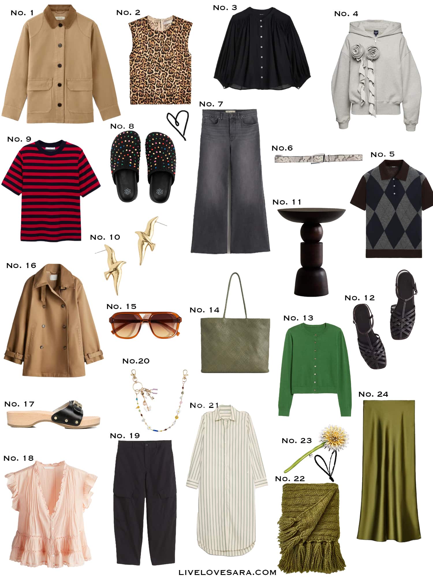 A white background with a collection of 24 finds from the past week.
