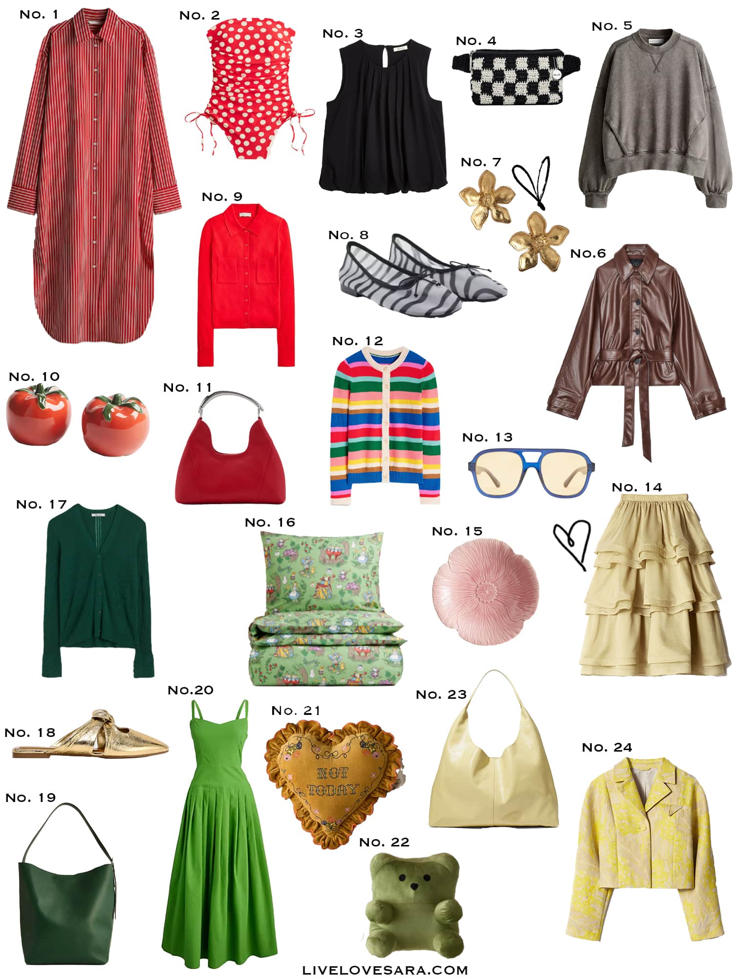 A white background with a collection of 24 finds from the past week.