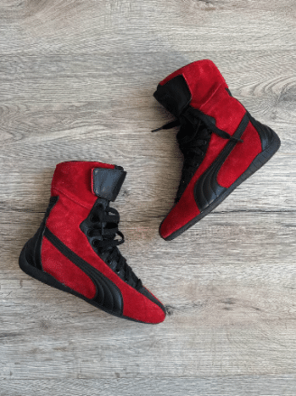 Puma vintage red high sneakers.