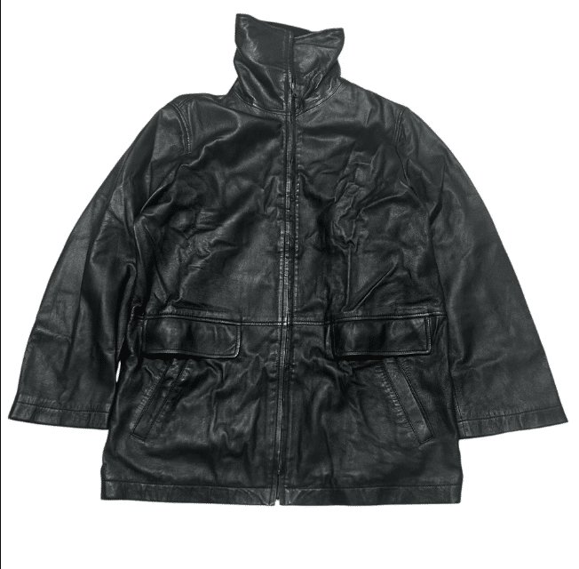 Vintage leather cowl neck jacket.