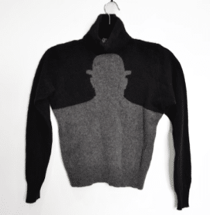 Vintage knit turtleneck with man shadow outline,