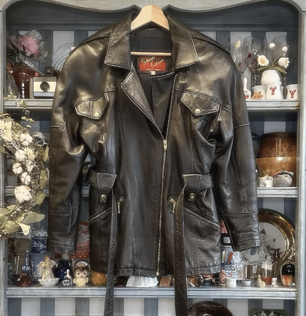 belted leather moto jacket