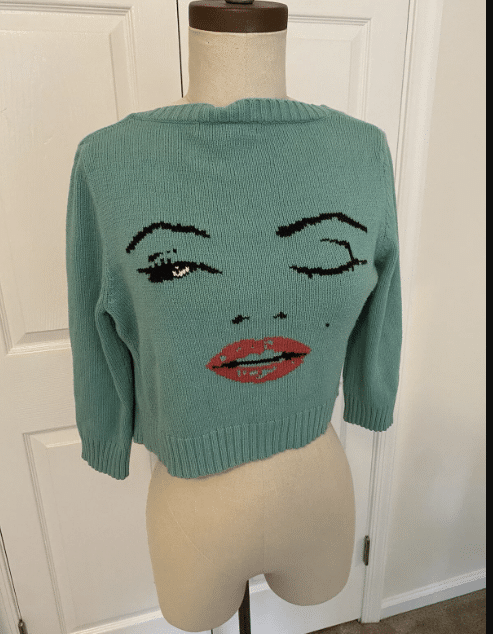 Betsey Johnson green Marilyn cardigan.