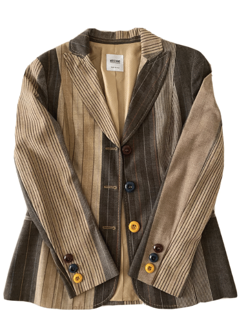 moschino multi striped blazer with coloured buttons