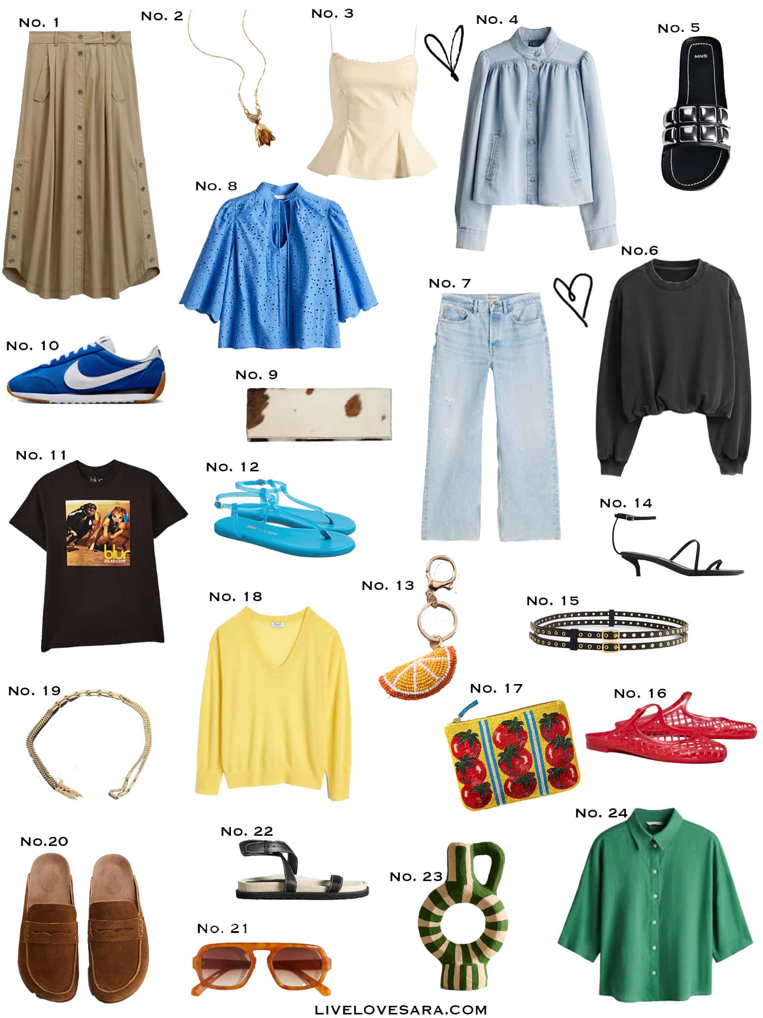 A white background with a collection of 24 finds from the past week.