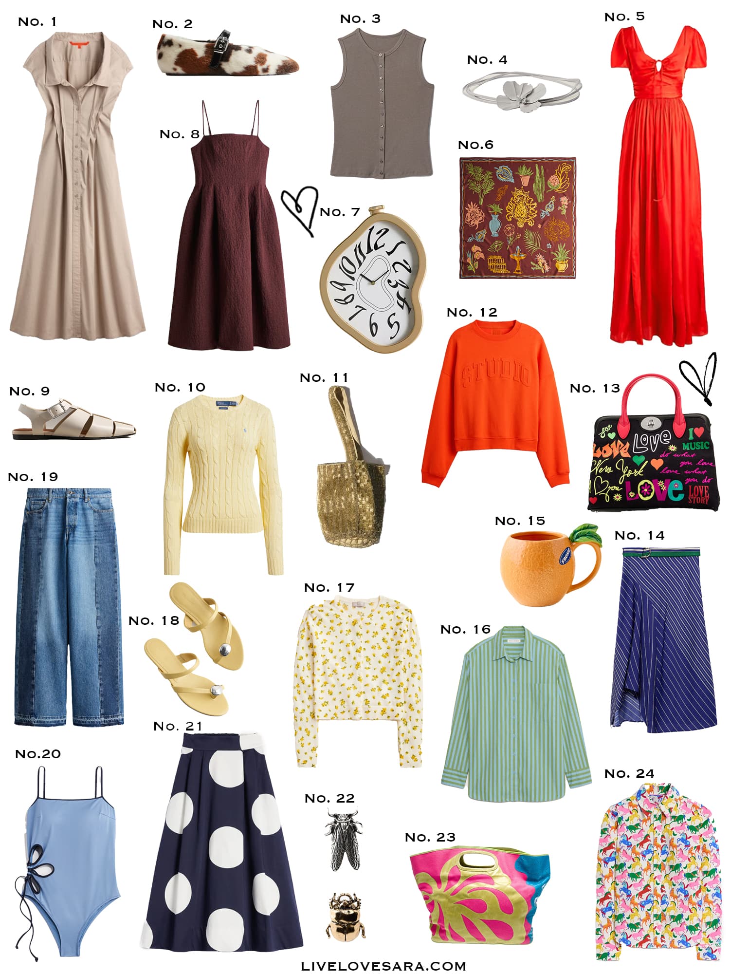 A white background with a collection of 24 finds from the past week.