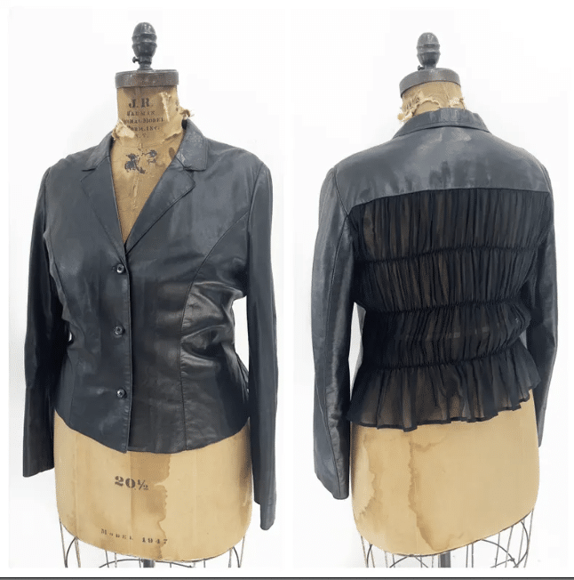 leather blazer with sheer back