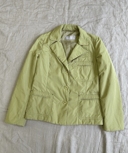 max mara lime green leather blazer