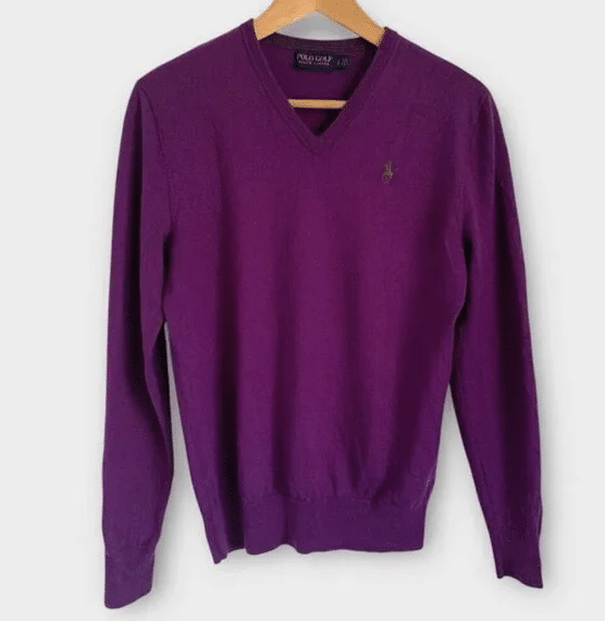purple Ralph Lauren Polo Merino Wool V-Neck Sweater