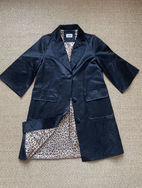 Vintage Moschino Black Coat Leopard Print