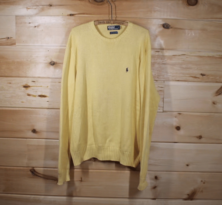 Vintage Polo Ralph Lauren Yellow Knit Cotton Sweater