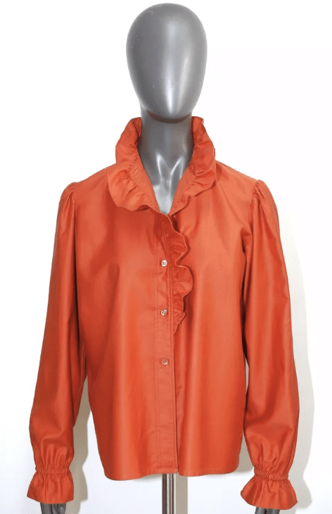 Vintage 80s Orange Cotton Blouse YVES SAINT LAURENT