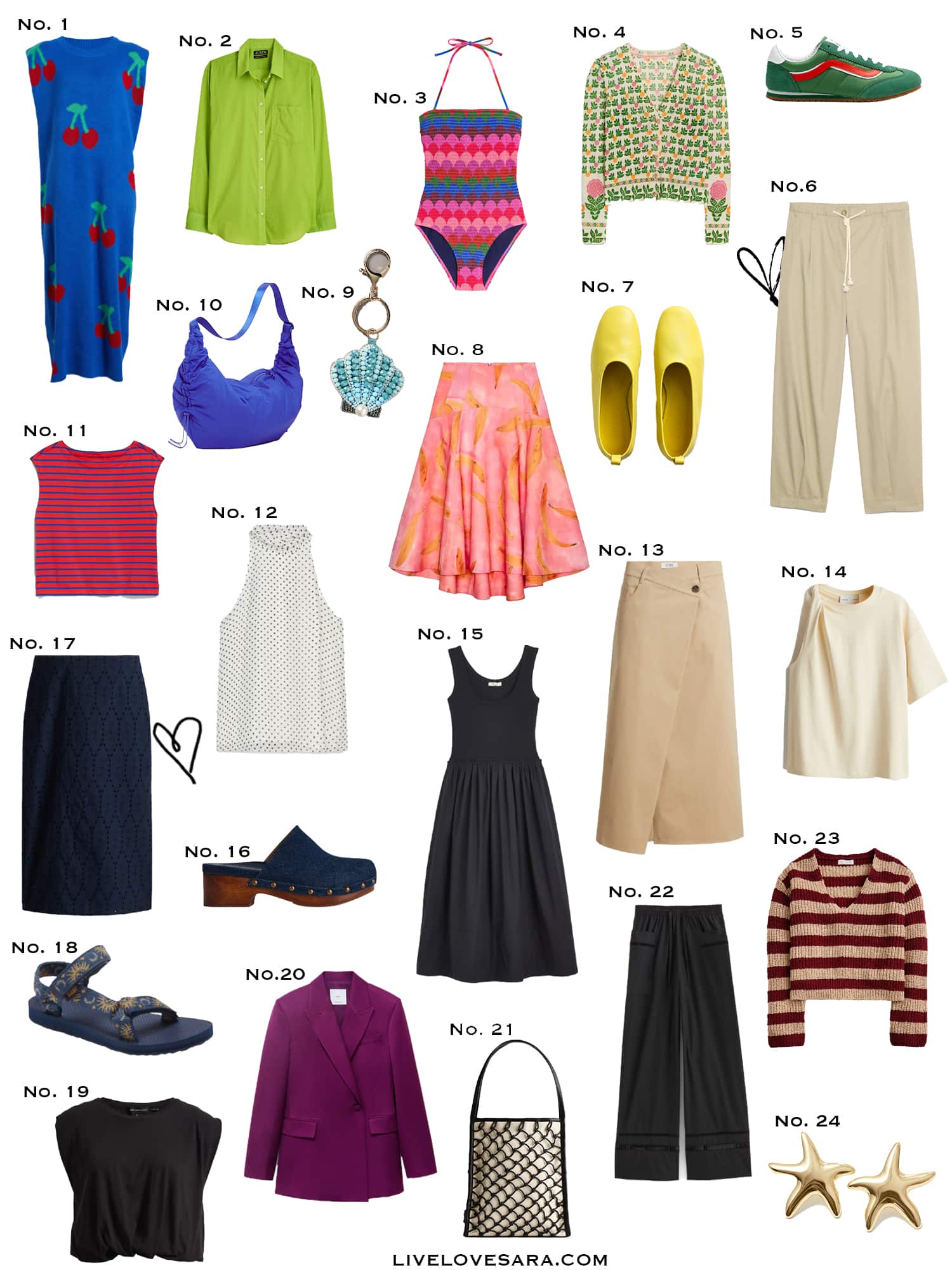 A white background with a collection of 24 finds from the past week.