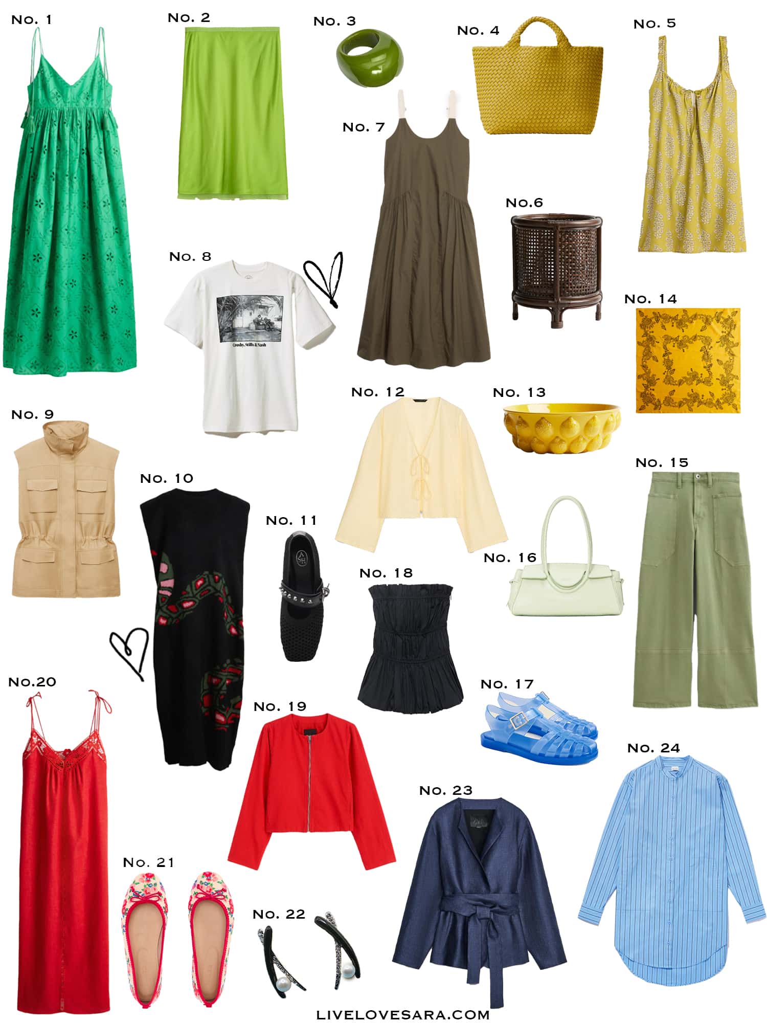 A white background with a collection of 24 finds from the past week.