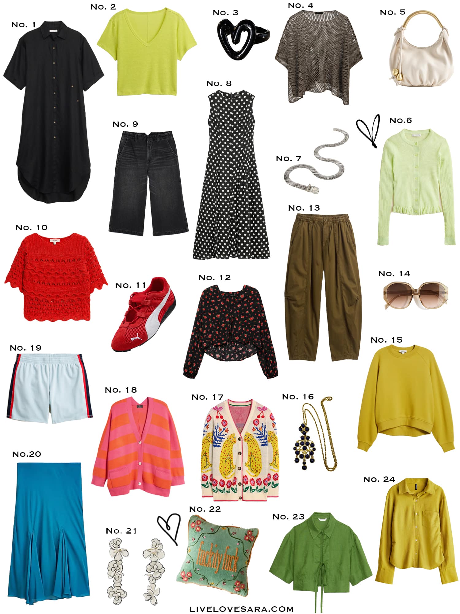 A white background with a collection of 24 finds from the past week.