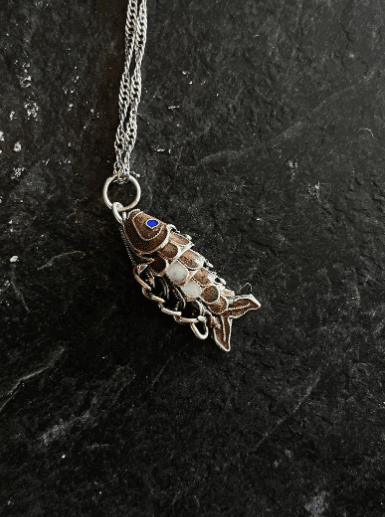 Vintage Silver Cloisonné Fish Pendant necklace