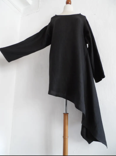 Asymmetrical linen shirt black