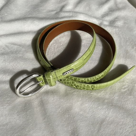 Vintage Ralph Lauren Italian Leather Belt Crocodile Embossed Green