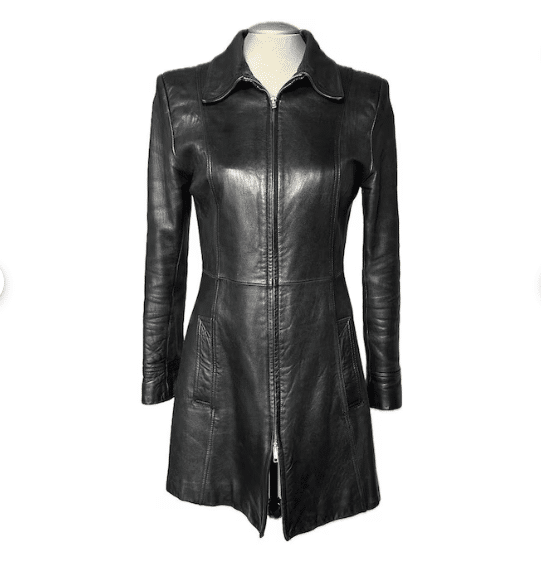 Vintage 90’s Long Black Leather Jacket