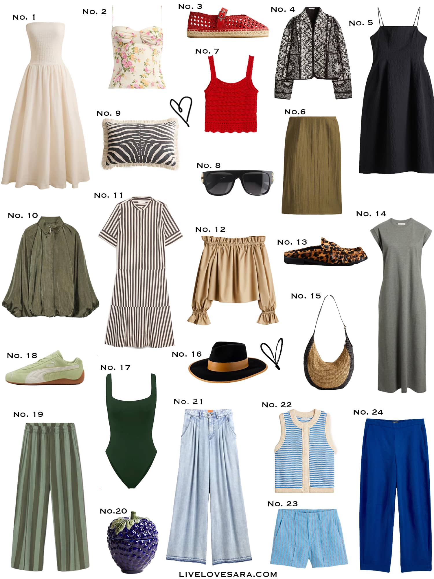 A white background with a collection of 24 finds from the past week.