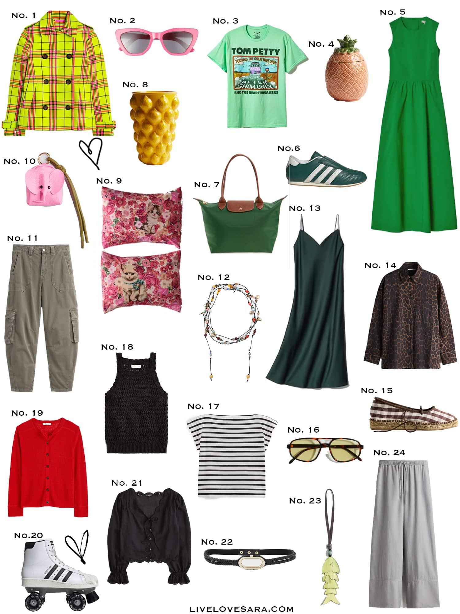 A white background with a collection of 24 finds from the past week.