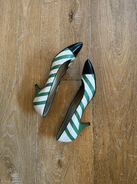 vintage striped kitten heels