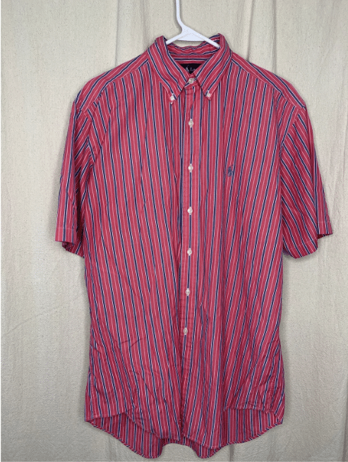 stripe ralph lauren short sleeve button up
