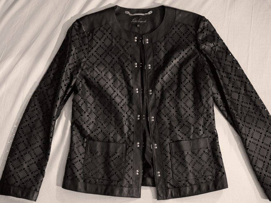 laser cut leather blazer jacket