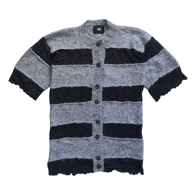 DOLCE & GABBANA - Striped Lace Knit Cardigan