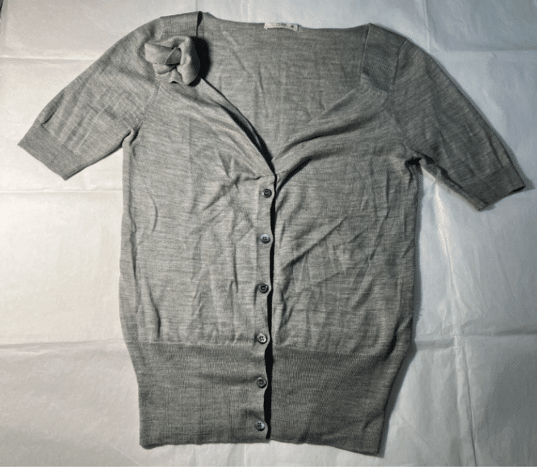 PRADA Wool Silk Short Sleeve Gray Cardigan