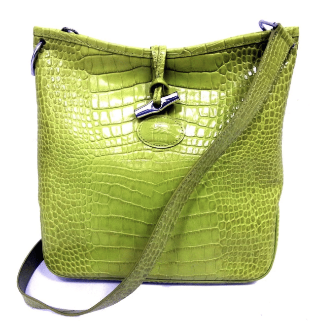 green croc longchamp bag