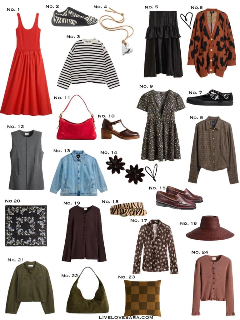 A white background with a collection of 24 finds from the past week.