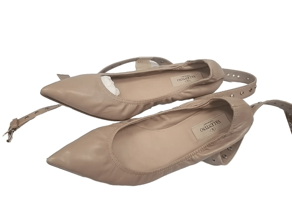 Valentino Leather Love Latch Pink Buckle Ballet Flats