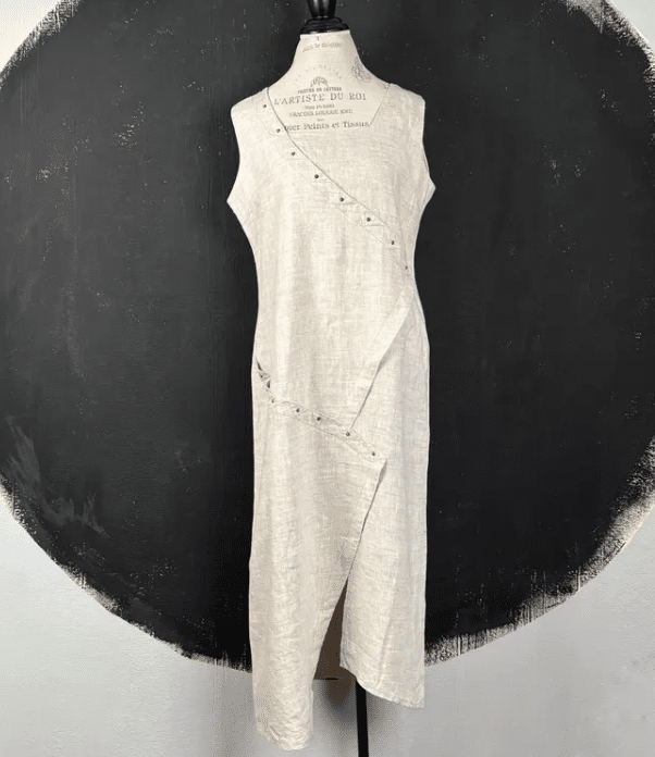vintage asymmetric linen dress