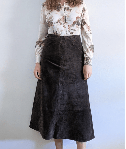 vintage brown suede skirt