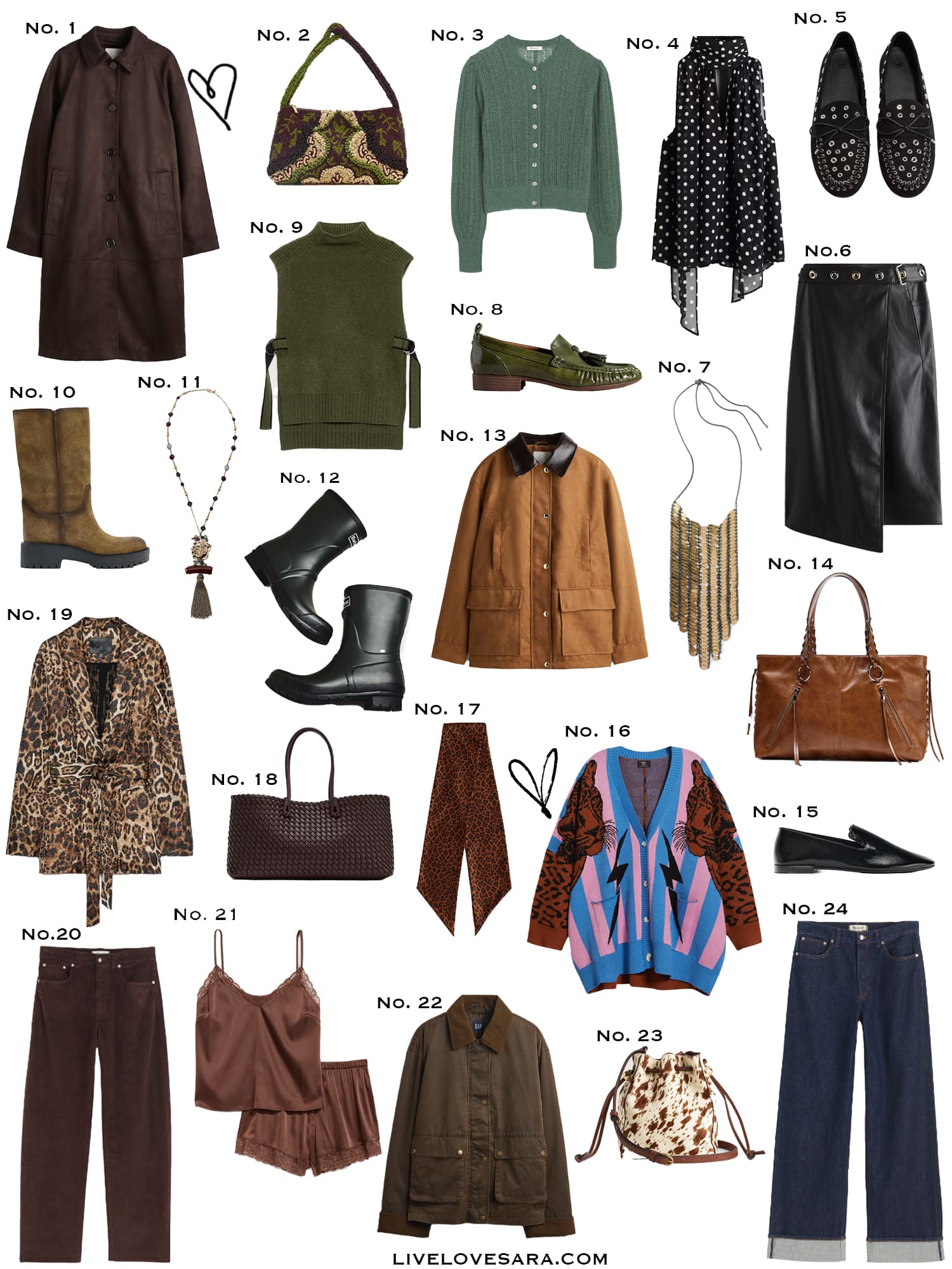 A white background with a collection of 24 finds from the past week.